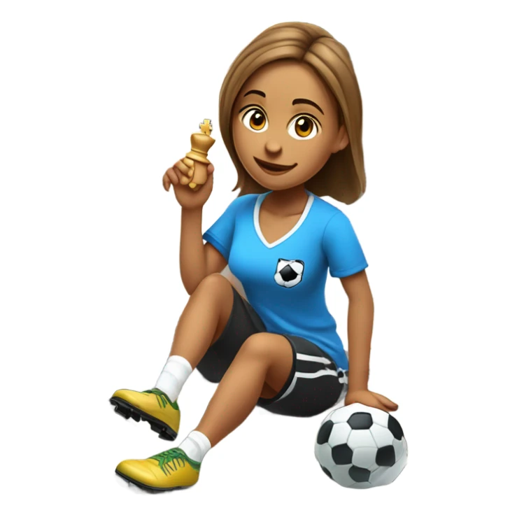 Girl playing chess and soccer at same time  sticker