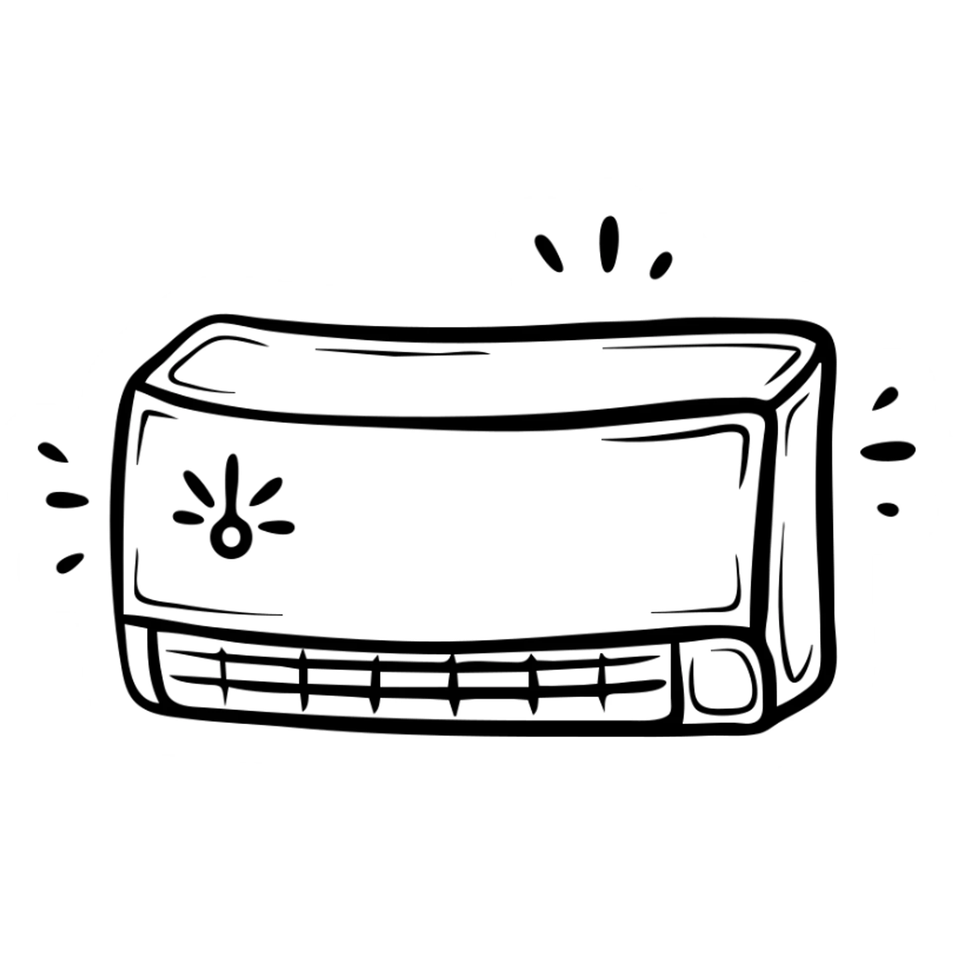 Hand-drawn air conditioner with temperature symbols sticker