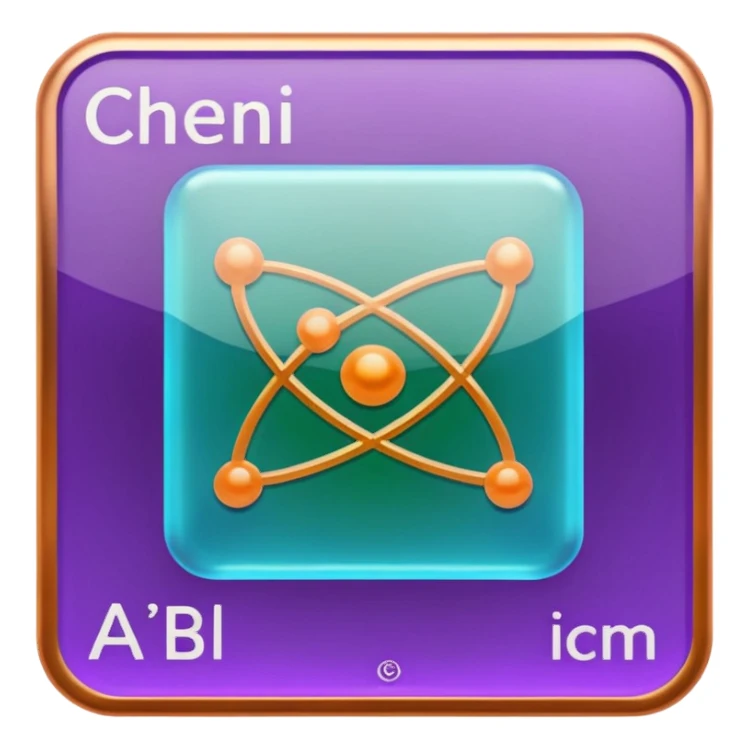 Generate 8 unique emoji-style icons representing chemical element tiles, atomic symbols, colorful science grid blocks, and laboratory chemistry themes. sticker