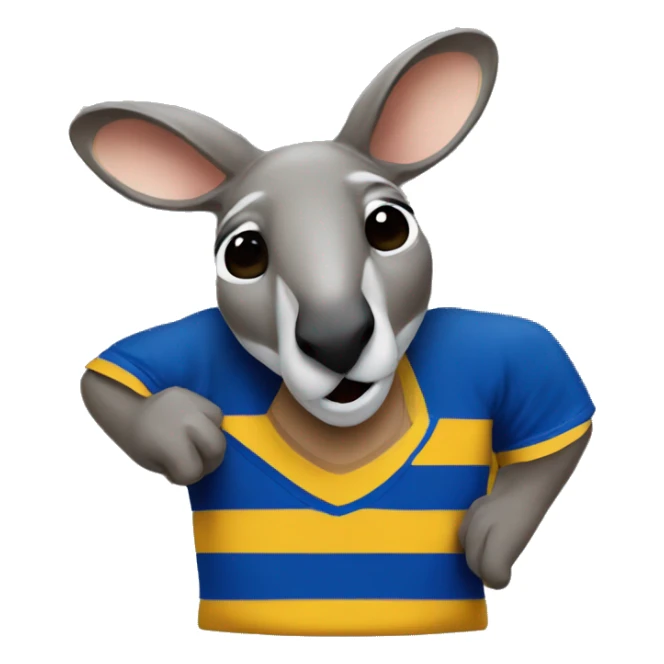 kangaroo-playing NRL - blue and gold shirt sticker