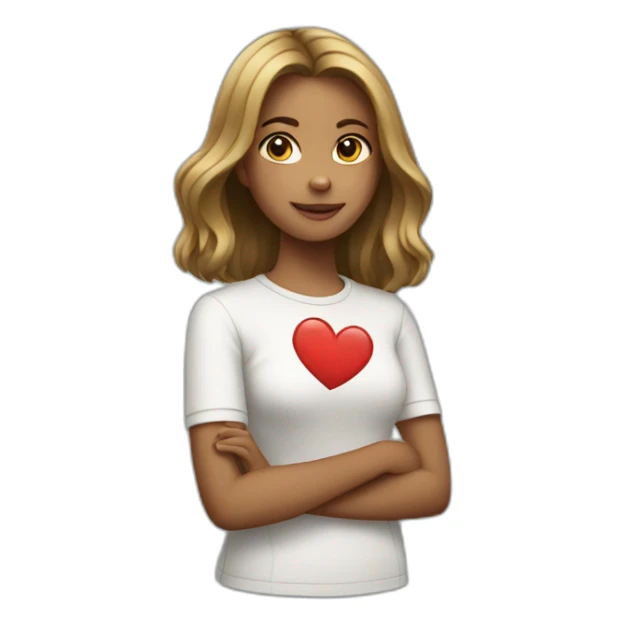 Girl with shoulder length hair showing heart sticker