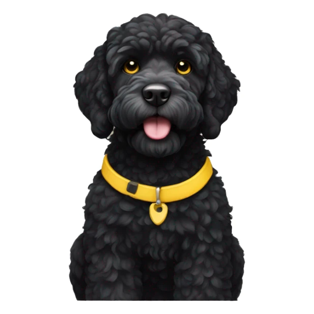 Black Portuguese water dog with yellow collar  sticker
