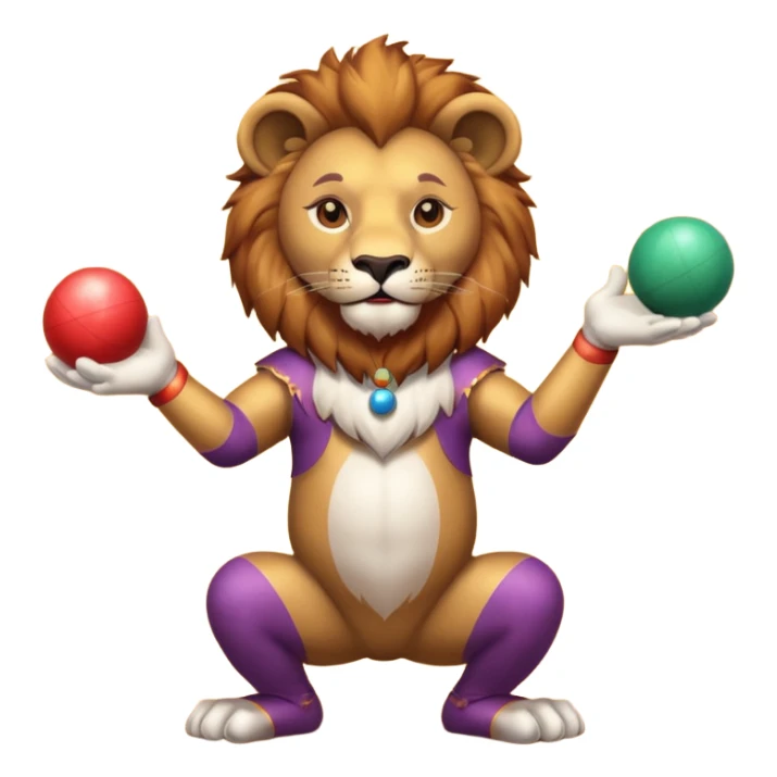 a Circus cute lion juggling two metal ball sticker