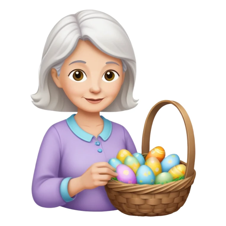 50 year old woman making Easter baskets for her grandbaby sticker