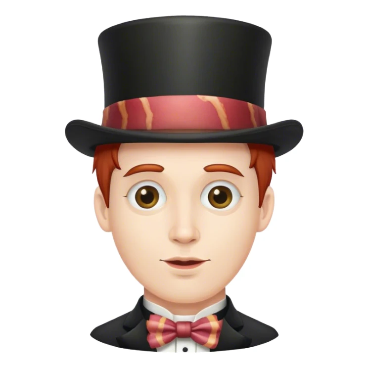 guy with bacon hair and top hat,  skin with fully white sticker