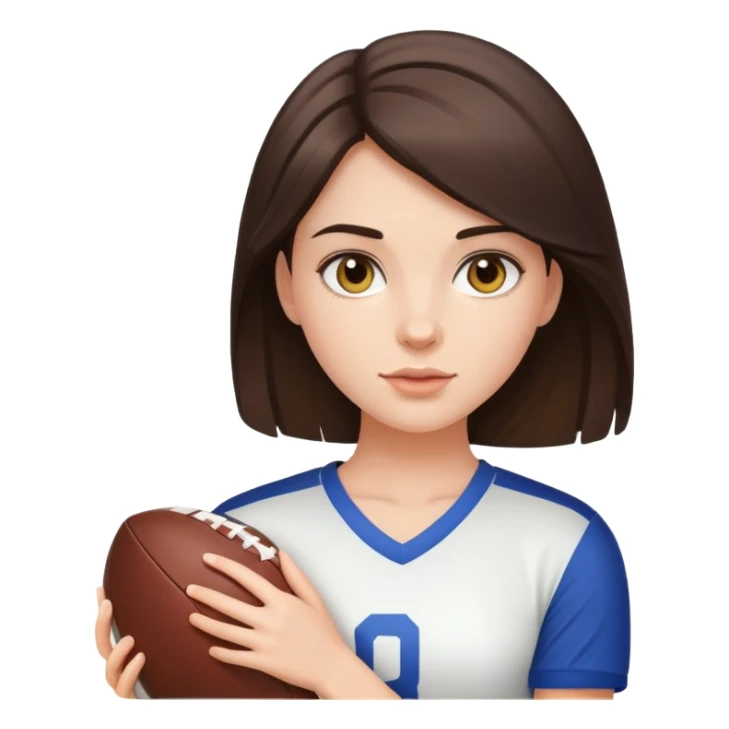 brunette girl with football sticker