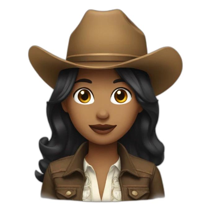 cowgirl straight black hair sticker