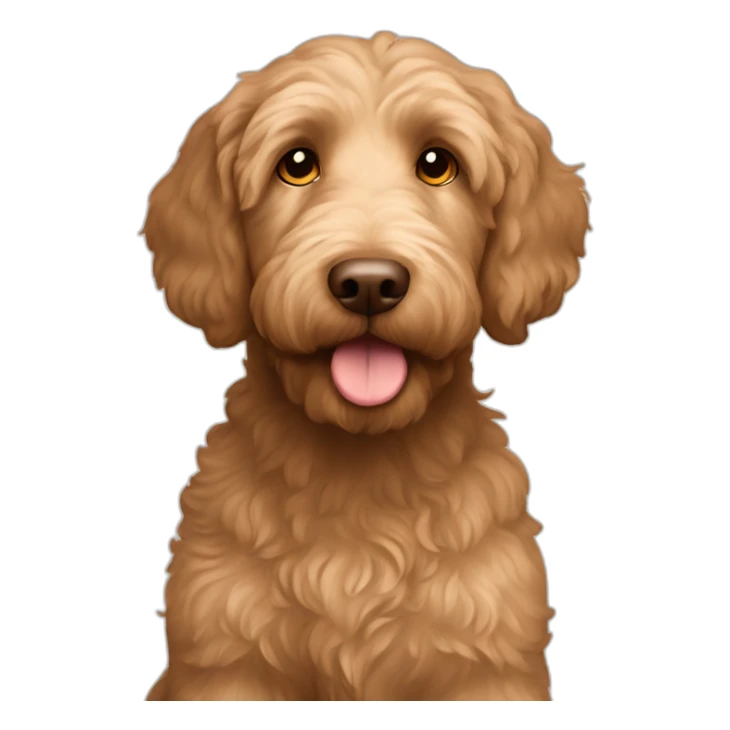 Young Labradoodle brown apricot straight coat with big ears brown eyes sticker