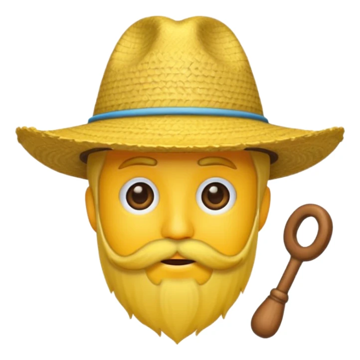 Un emojis amarillo con sombrero y barba sticker