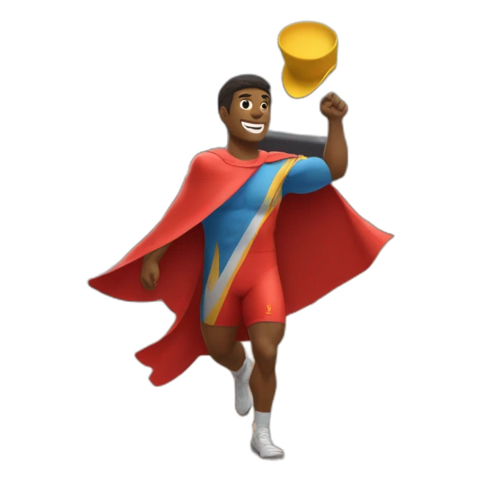 track and field athlete with open arms waving to the crowd. with a bullfighter's hat on his head. and a bullfighting cape in his arm. sticker