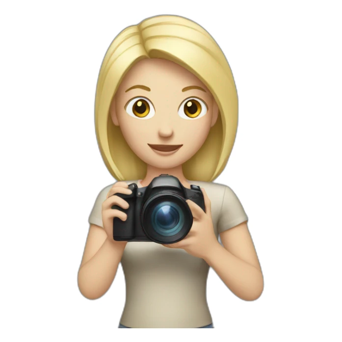 women with blonde hair holding a camera sticker