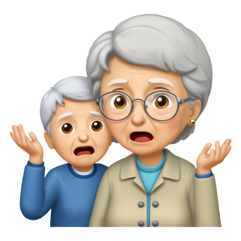 the grandma must be yelling at the boy  sticker