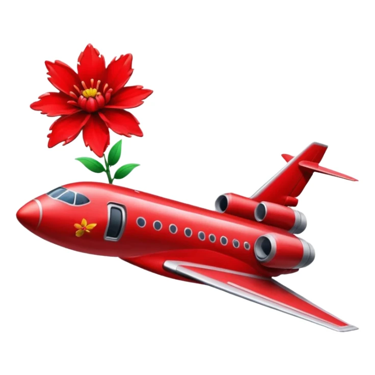 a red flower splashed in red paint on the side of a space jet fuselage sticker