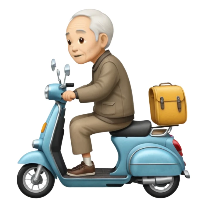 Old Chinese man driving a scooter sticker