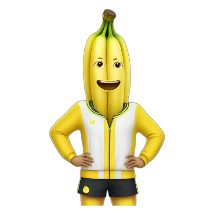 Humanlike Banana in a tennis uniform sticker