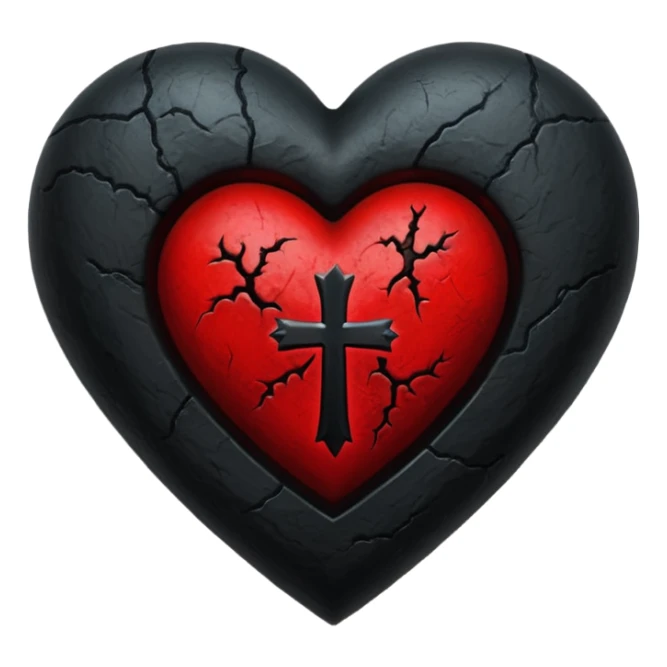 realistic gothic heart with a black cross sticker