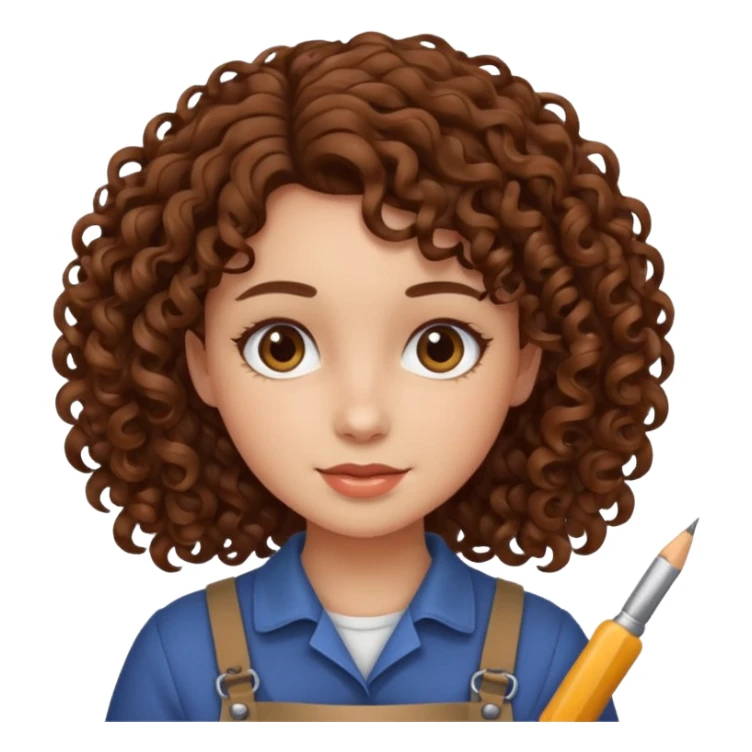 girl with curly brown hair craft sticker