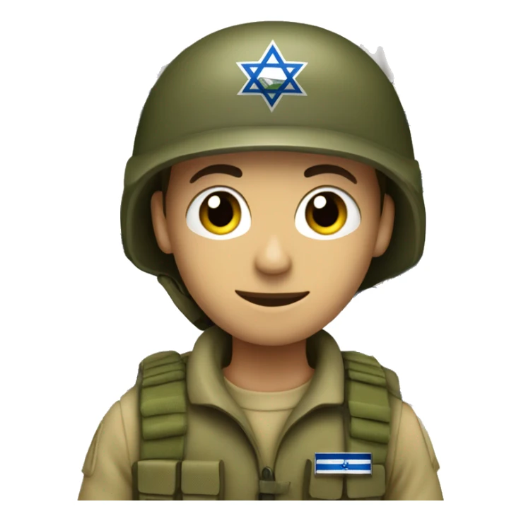 An Israel Defense Forces soldier holding an Israeli flag sticker