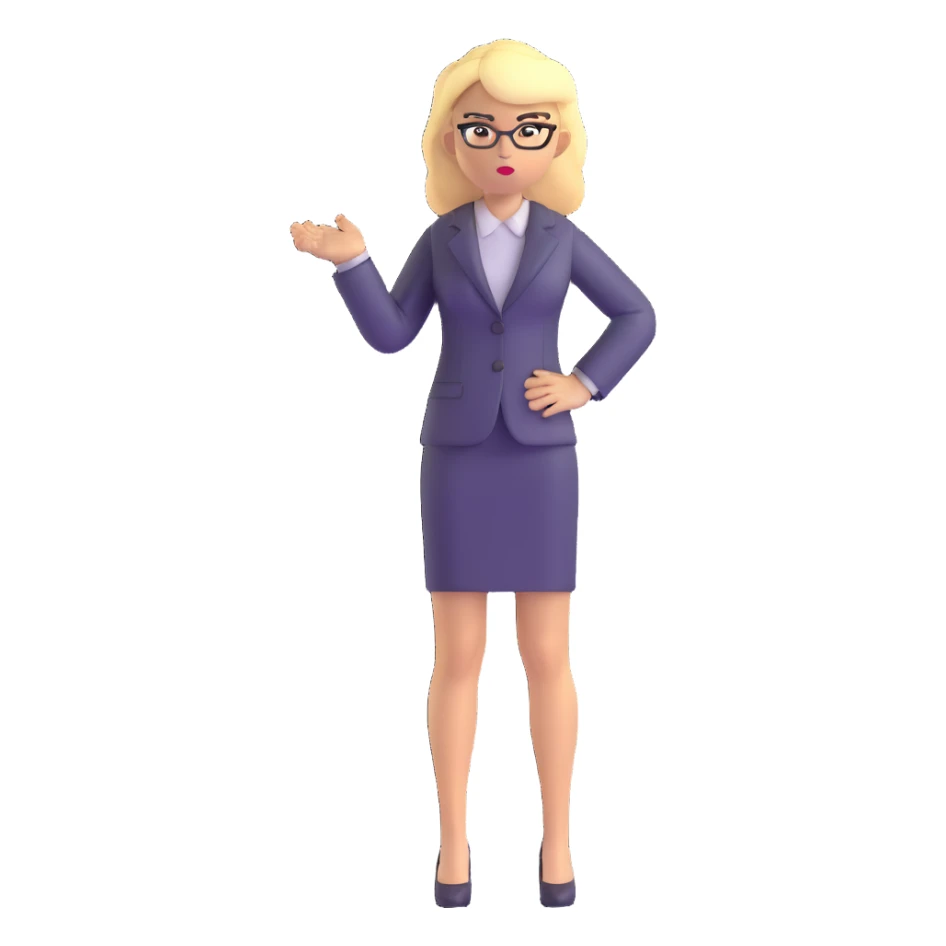 full body angry blonde profesora without glasses, blonde hair sticker