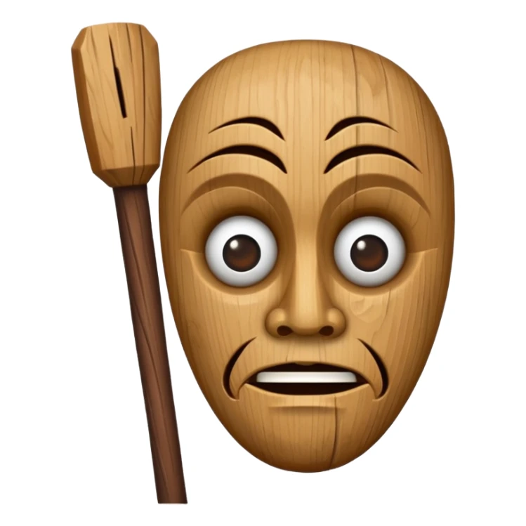 uma madeira com cara esquisita com um bastão  sticker