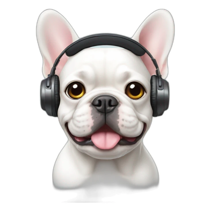 white FRENCH BULLDOG with headphones sticker