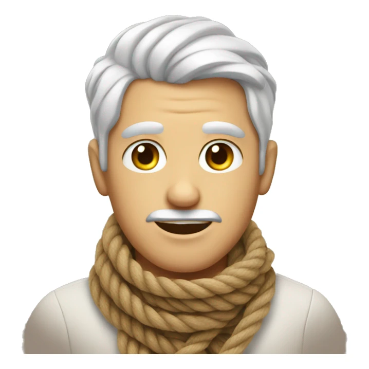 White man wearing a rope scarf sticker