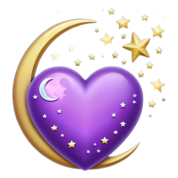 Purple Heart at night with moon and stars sticker