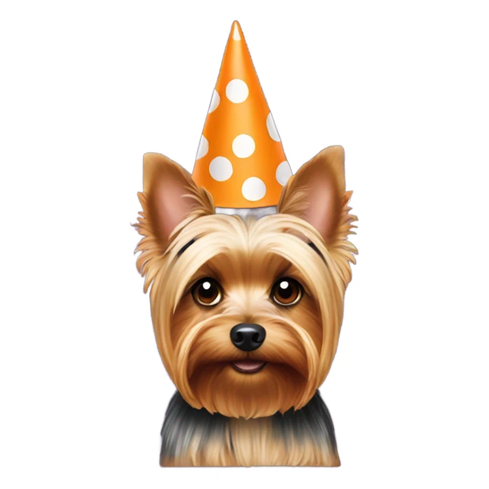 Yorkie wearing a Tennessee party hat  sticker