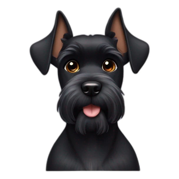 Black schnauzer dog but ears are up like an airplane sticker