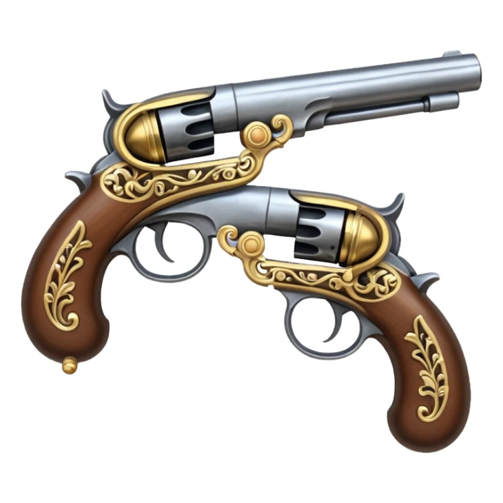 2 flintlock pistols laid on top of one another sticker