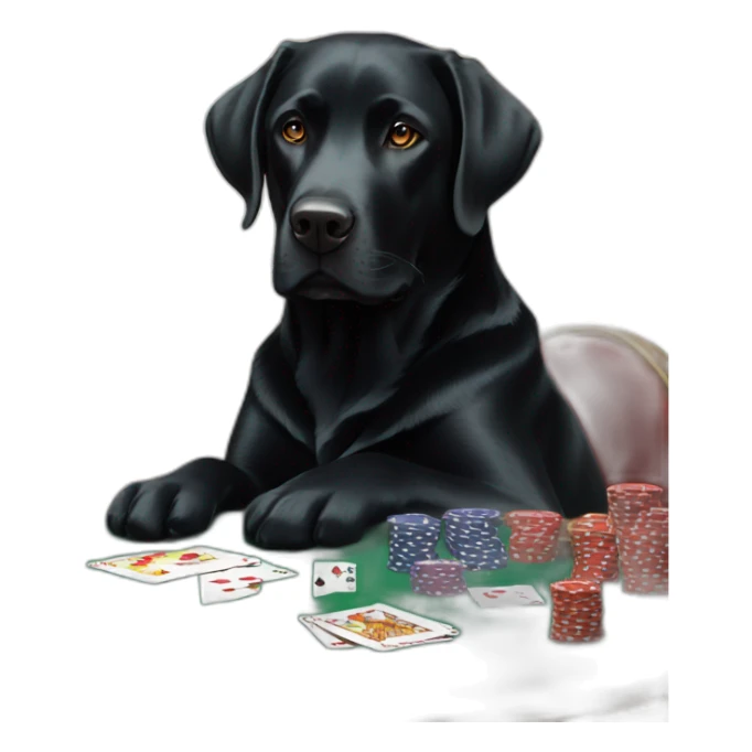 Black Labrador dog with white at poker table sticker