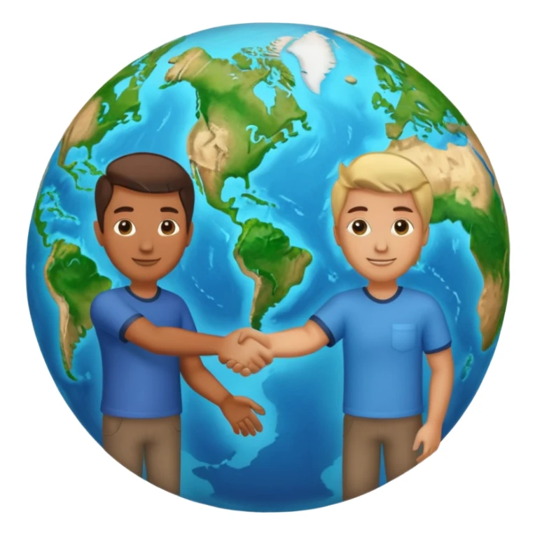 Shake hands and a globe showing negotiation of climate change with accurate image showing environment  sticker