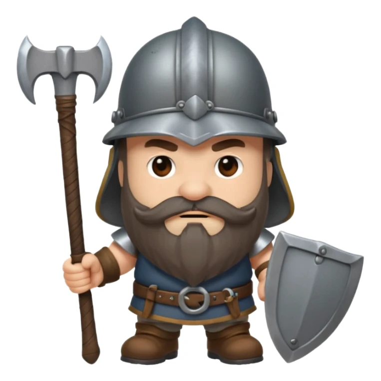 gimli the dwarf, dark brown beard, gray metal helmet, battle axe sticker