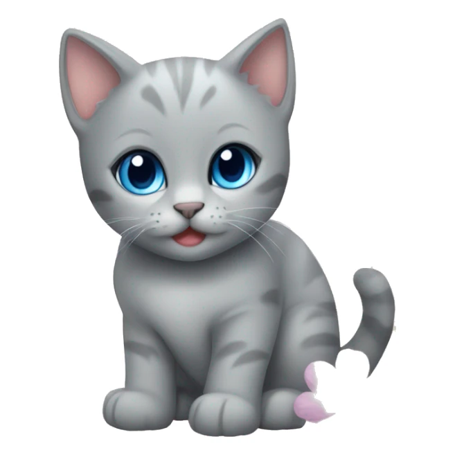 blue eyes grey kitten and flowers  sticker