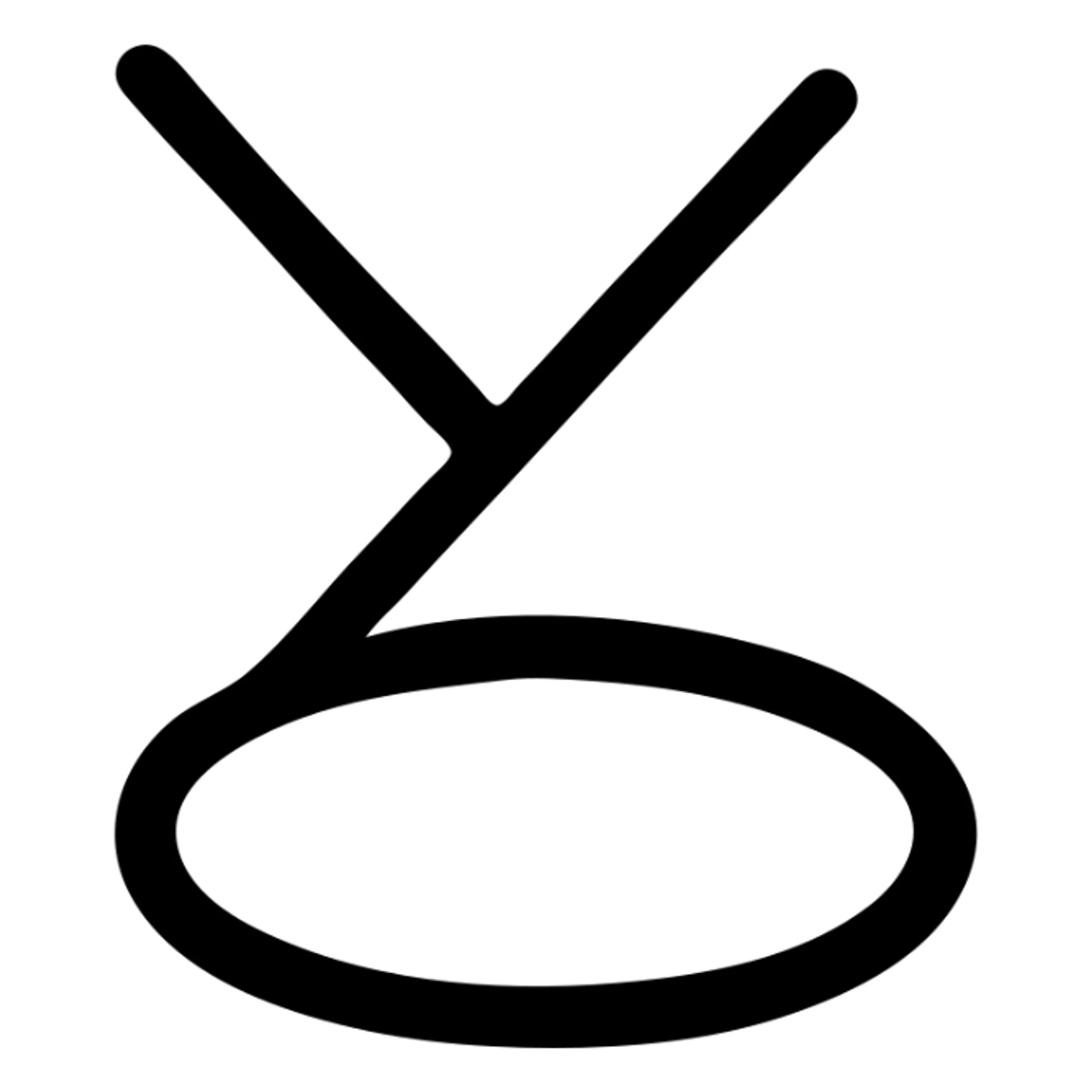 Two straight strokes meeting at ~30–35 ° and an open-base ellipse. No fill, 2 px stroke at 24 × 24 px.	 sticker