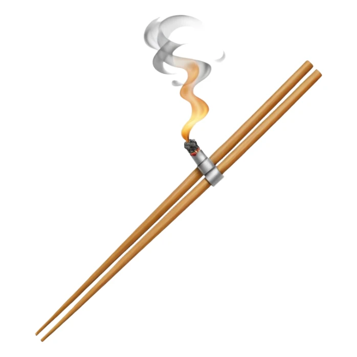 The chopsticks 🥢 emoji with smoke of a cigarette 🚬 sticker