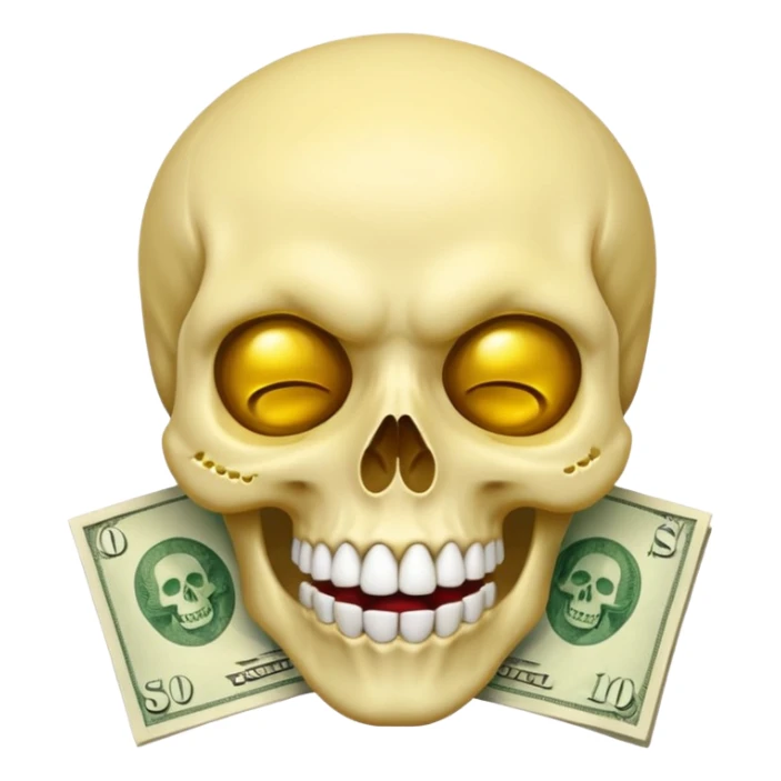 Money White Skull Emoji and Tongue Face sticker