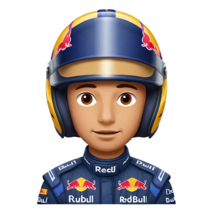 Red bull driver face covered in helmet f1  sticker
