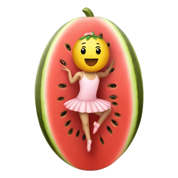 ballerina emerging from watermelon like a chick from an egg sticker