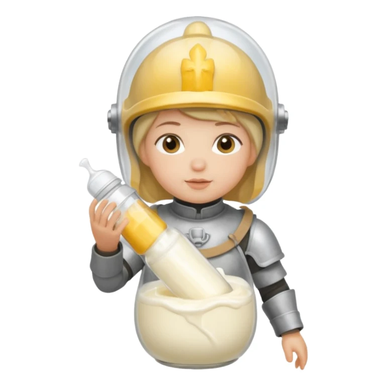 Un biberon avec du lait chaud et Jeanne d’arc qui flotte dedans  sticker