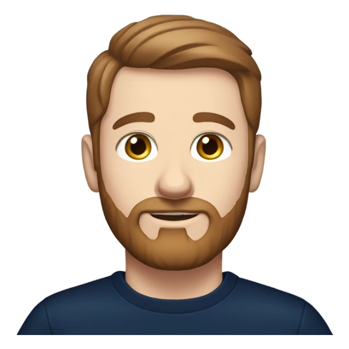 irish man, blue eyes, brown short hair and short beard, wearing a smart navy blue jumper. sticker