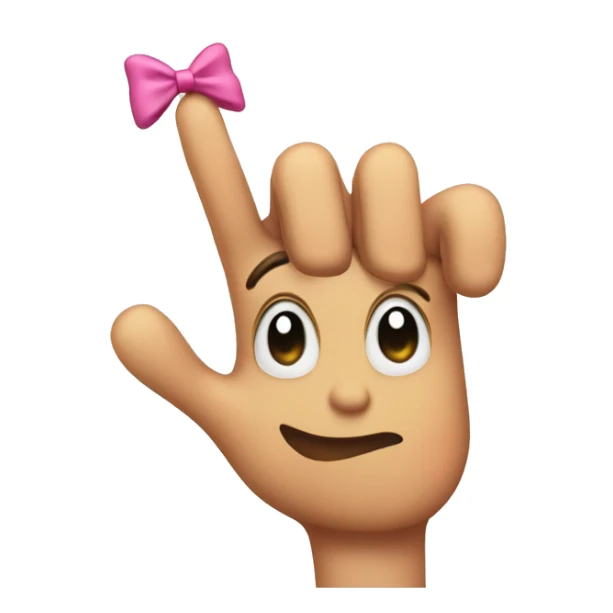 Blushing emoji sticking up middle fingers with bow on head  sticker