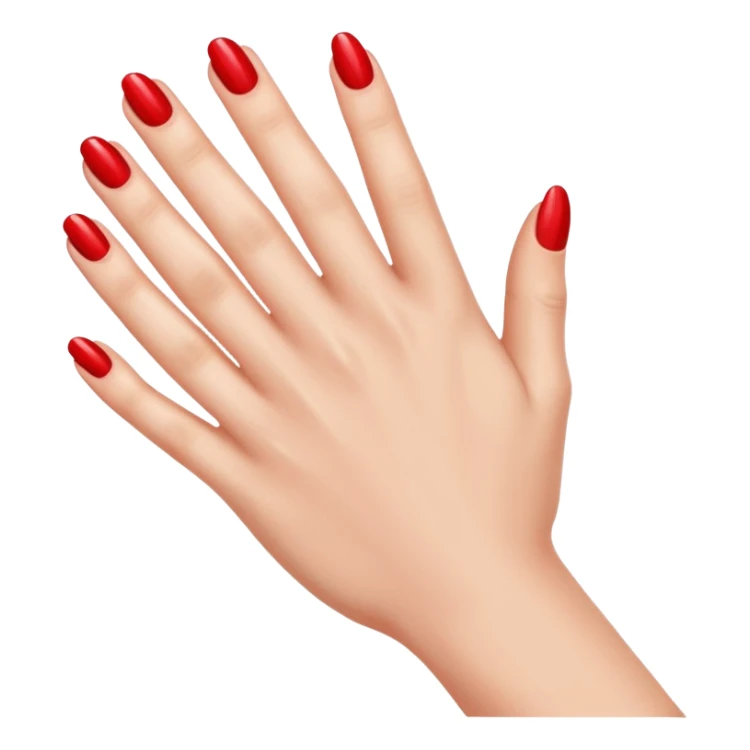 A woman's hand with red nail polish sticker