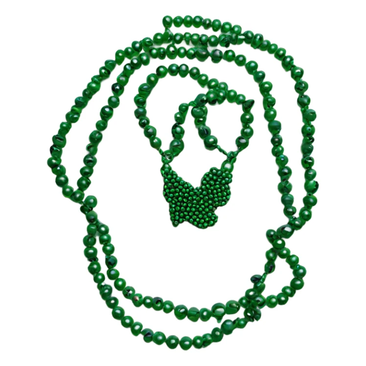 Dark green immunity necklace Mardi Gras beads sticker