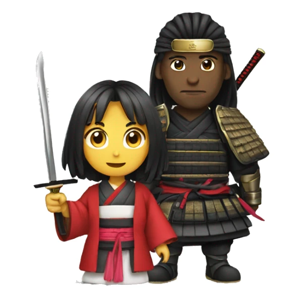 samurai with a girl sticker