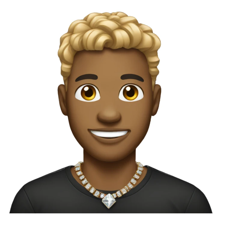 tan male black shirt wearing diamond chain with diamond grillz sticker