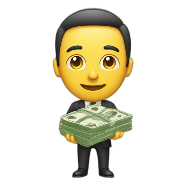 A man holding money board sticker