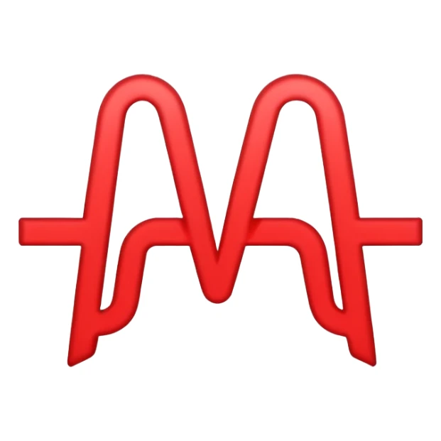 Minimalistic logo for MedSignal, sleek red pulse forming the letters 'AI' inside a smooth geometric shape, glowing red accents, clean white background, no black, conveying high-tech healthcare and AI technology sticker