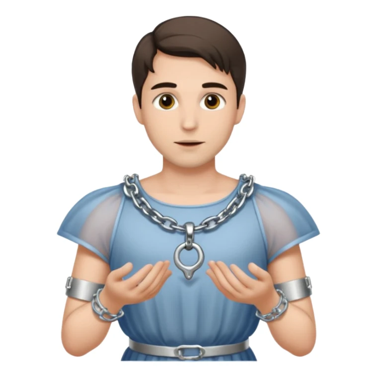 Submissive man wearing feminine clothes and chastity cage sticker