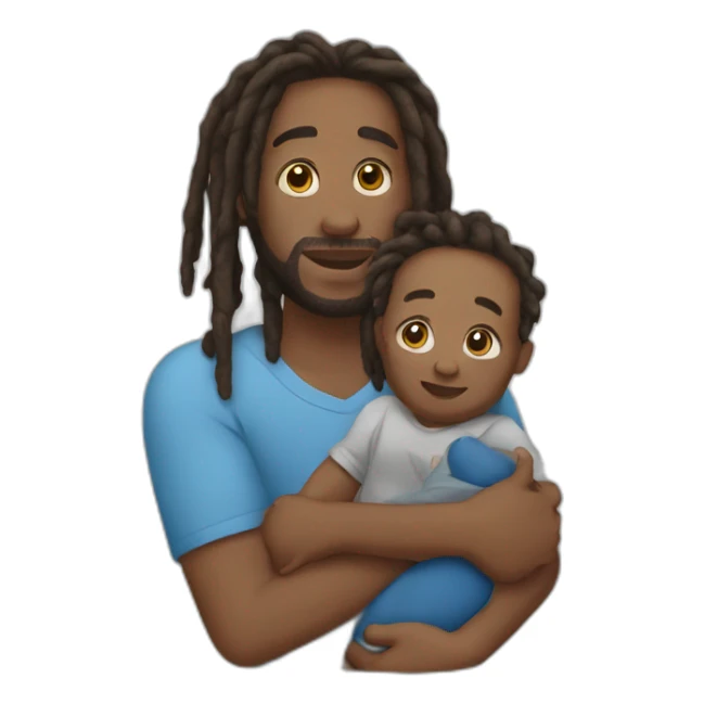 man with dreads with baby in arms  sticker